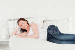 Pretty woman posing while relaxing