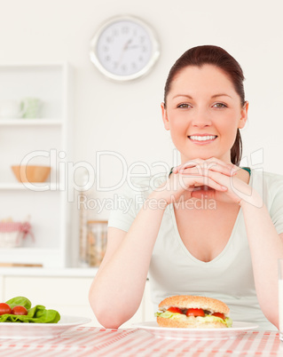 Young woman having lunch