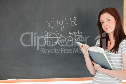 Gorgeous student solving an equation
