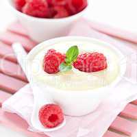 Vanillepudding mit Himbeeren / vanilla pudding with raspberries