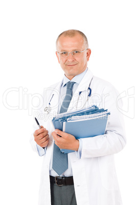 Mature doctor male with stethoscope professional