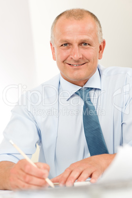 Professional architect businessman behind table