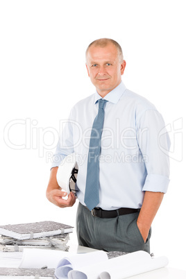 Senior professional architect male with helmet