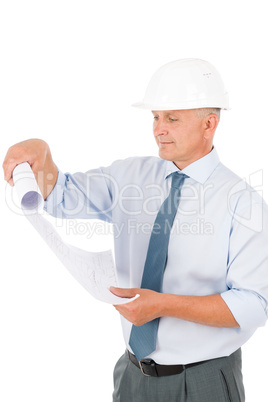 Senior professional architect male with helmet