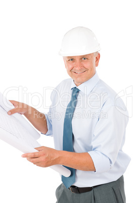 Senior professional architect male with helmet