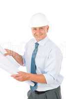 Senior professional architect male with helmet