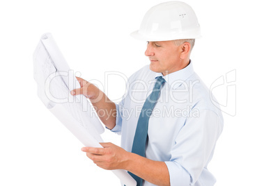 Senior professional architect male with helmet