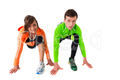 sportliche junge Paar Stretching