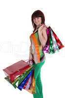 Beautiful happy woman with shopping bags