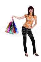 Beautiful happy woman with shopping bags