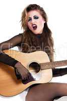 rocker girl with acoustic guitar