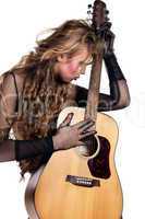 rocker girl with acoustic guitar