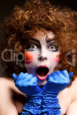 woman mime with theatrical makeup