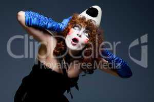 woman mime with theatrical makeup