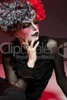 woman mime with theatrical makeup