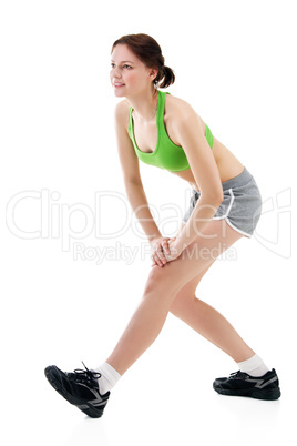 Young woman doing gymnastics