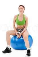woman exercising on an exercise ball
