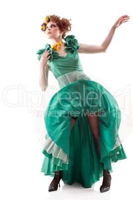 Beauty woman in old fashioned dress