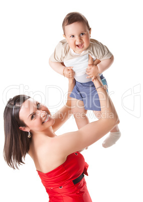 picture of happy mother with baby