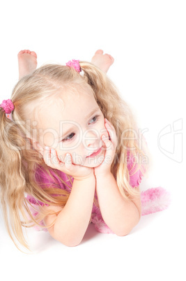 Little cute girl in studio