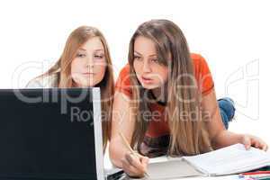 two student girl with laptop