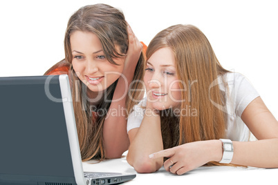 two student girl with laptop