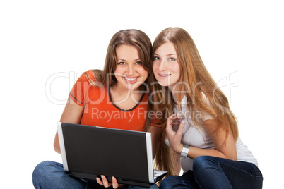 two student girl with laptop