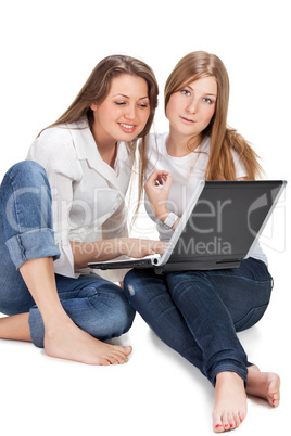 two student girl with laptop