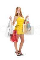 Shopping. Beautiful girl with bag
