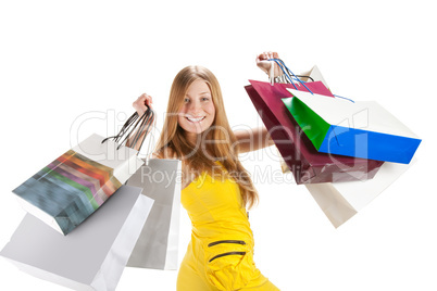 Shopping. Beautiful girl with bag