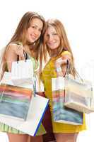 Shopping. Two beautiful girl with bag