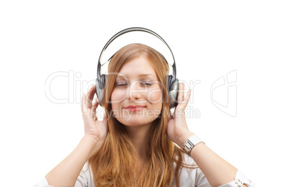 Beautiful women listening music.