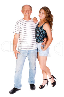 Close-up portrait of happy father and daughter