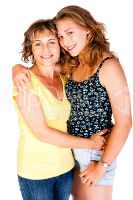 Mother and daughter embracing each other