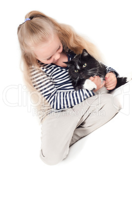 Little cute girl in studio