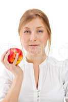 Beautiful woman holding apple