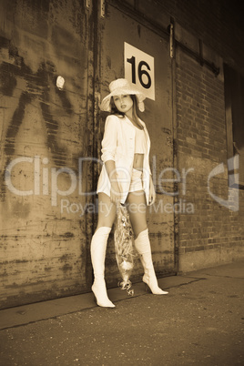 beautiful young girl in white.