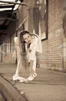 beautiful young girl in white.