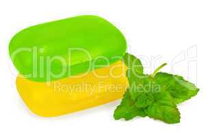 Green and yellow soap with mint
