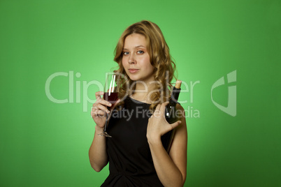 Close-up of woman with glass red wine