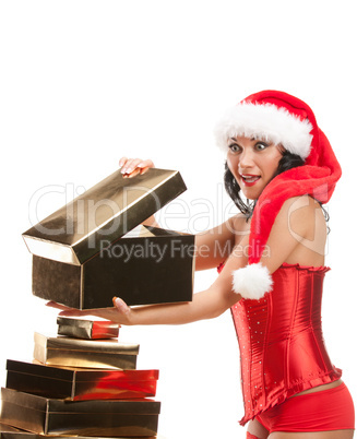 Beautiful christmas woman in santa hat