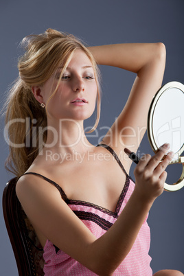 beautiful woman with mirror