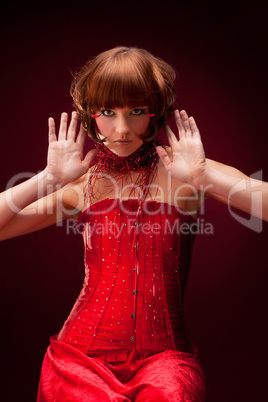 Beautiful girl in red dress