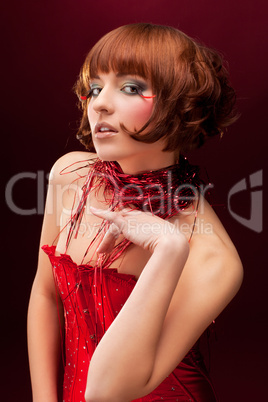 Beautiful girl in red dress