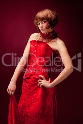 Beautiful girl in red dress