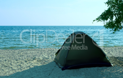 Tent on the solitude beach