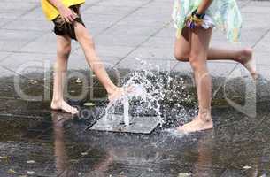 Children and fountain