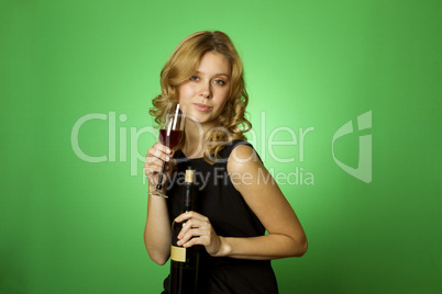 Close-up of woman with glass red wine