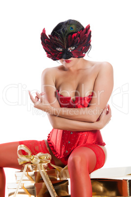 Sexy naked woman in mask