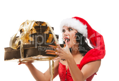 Beautiful christmas woman in santa hat